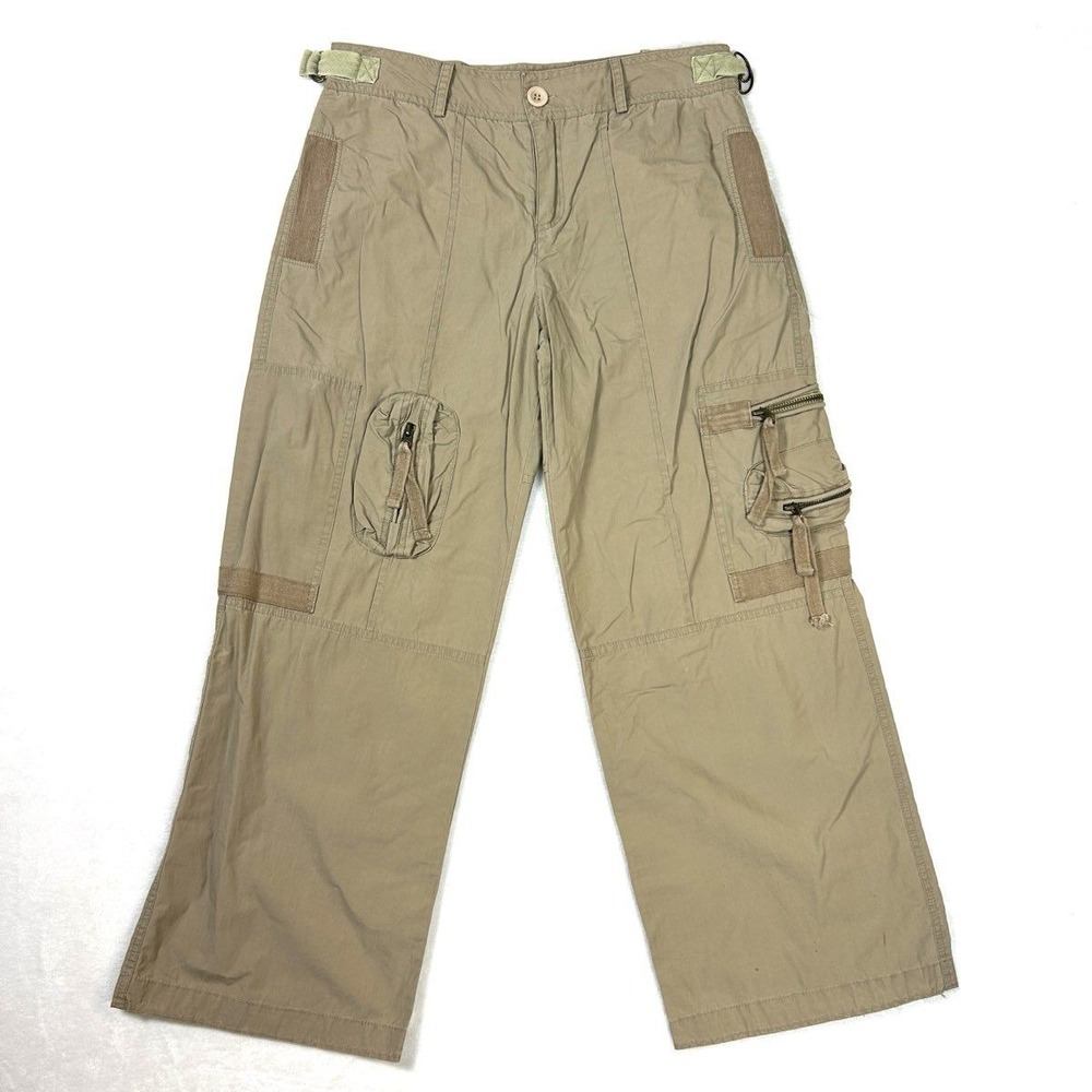Vintage Y2K Abercrombie & Fitch Women's Khaki Multi Pocket Zipper Cargo Pants 6